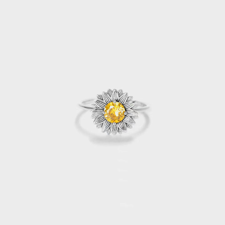 Women's Sunflower Zircon Sterling Silver Rings