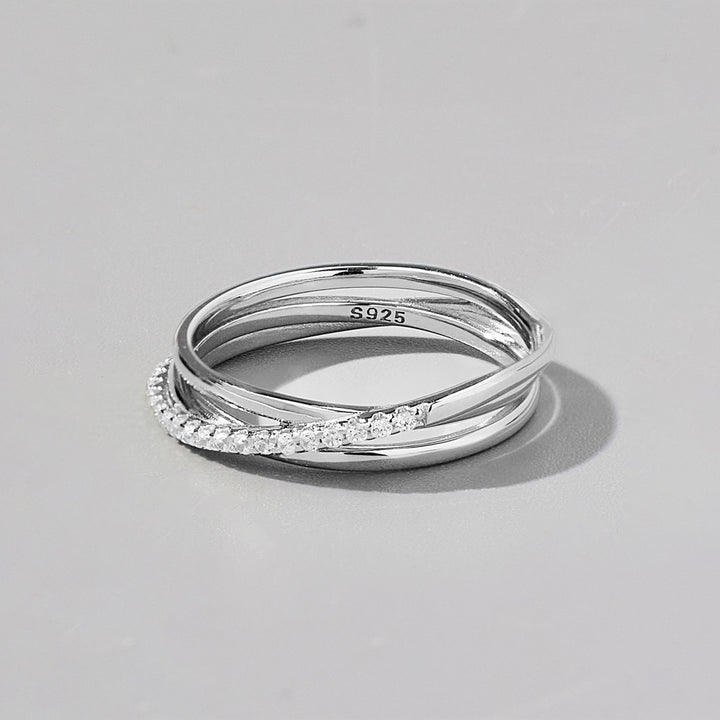 Women's Zircon Inlaid Sterling Silver Rings