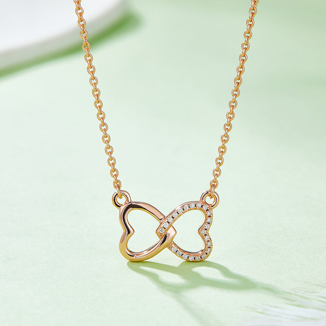 Women's Heart Bow Necklace with Moissanite Accent