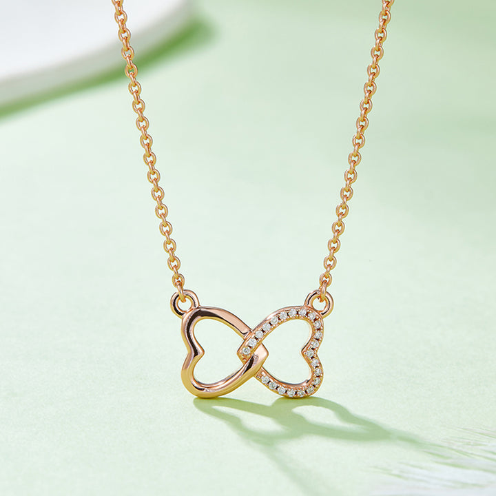 Women's Heart Bow Necklace with Moissanite Accent