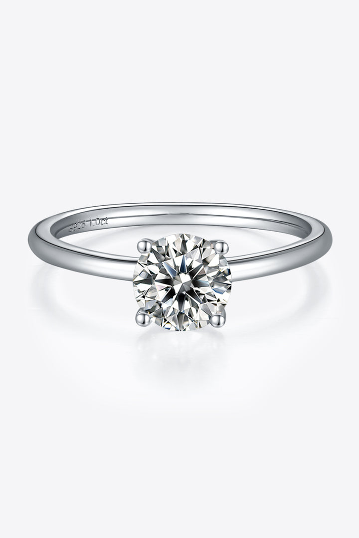 Women's Solitaire Rings with 1 Carat Moissanite in Sterling Silver