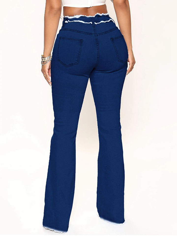 Women's Striped Hemline Denim Jeans