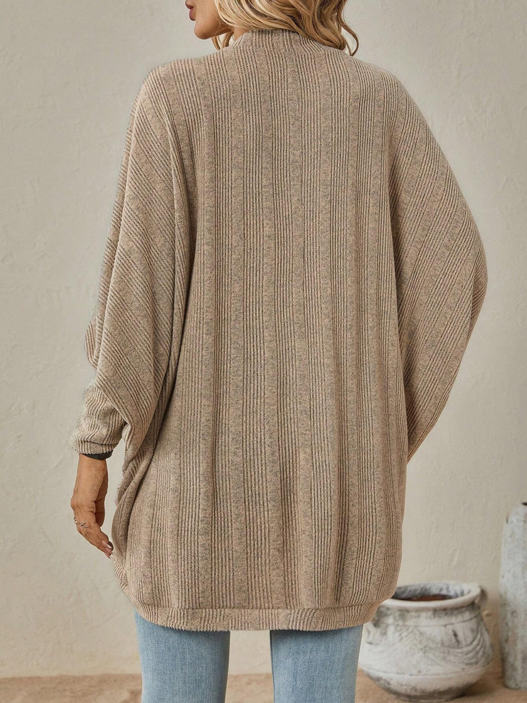 Women's Cozy Open Front Sweater with Dropped Shoulder