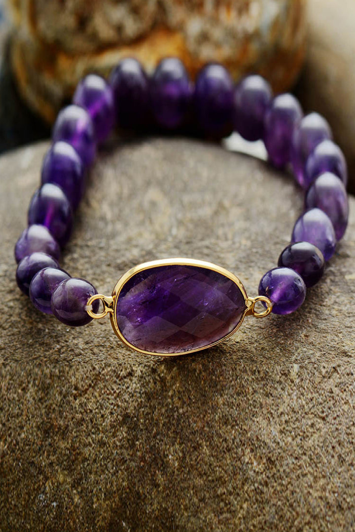 Women's Amethyst Beaded Bracelet crafted by Hand