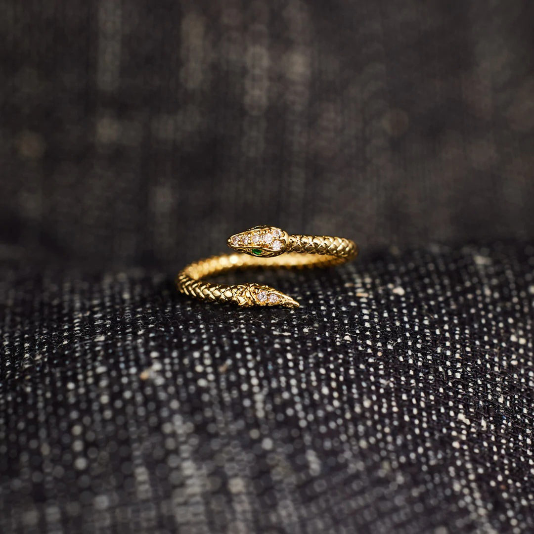 Women's Snake Shape Gold-Plated Bypass Rings