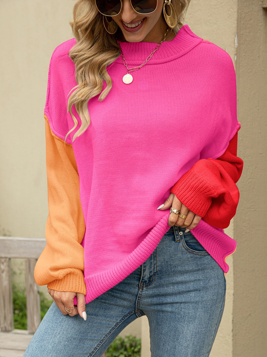 Women's Cozy Color Block Sweater