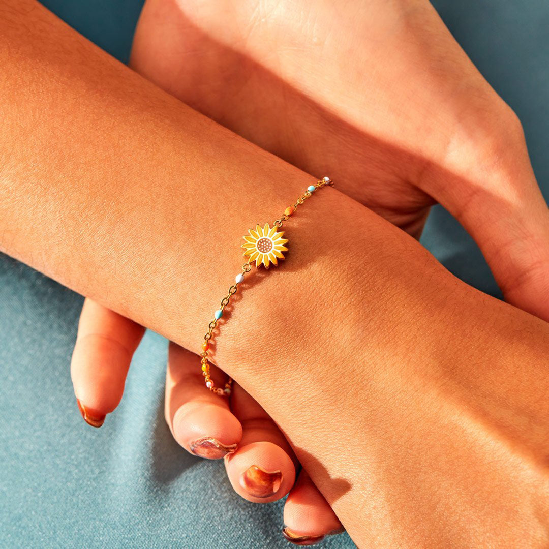 Women's Sunflower Charm Bracelet in 18K Gold Plating