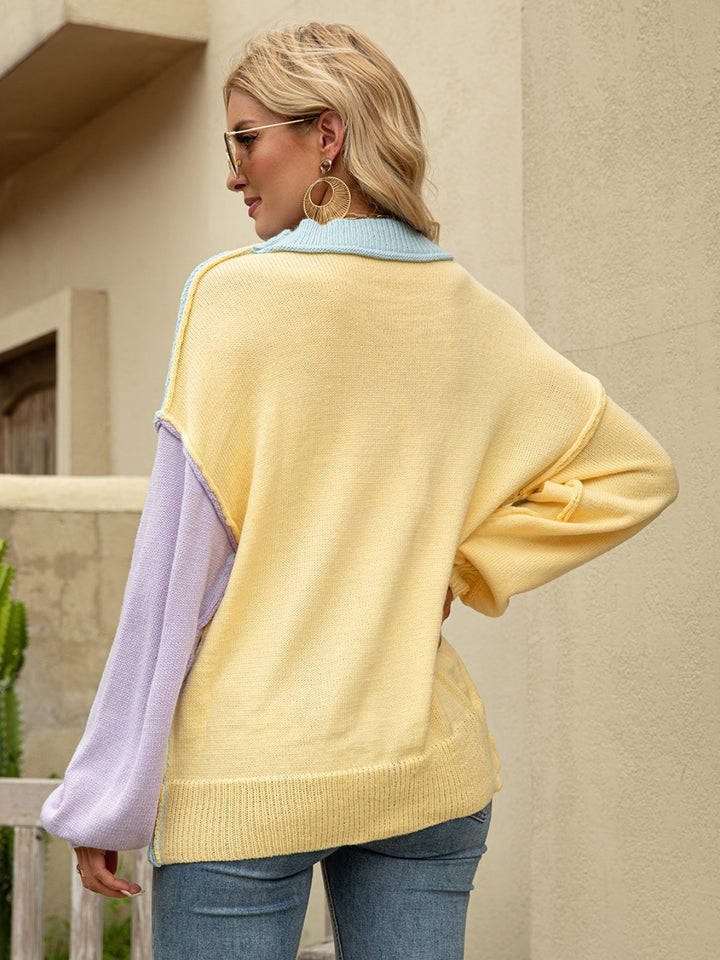 Women's Cozy Color Block Sweater