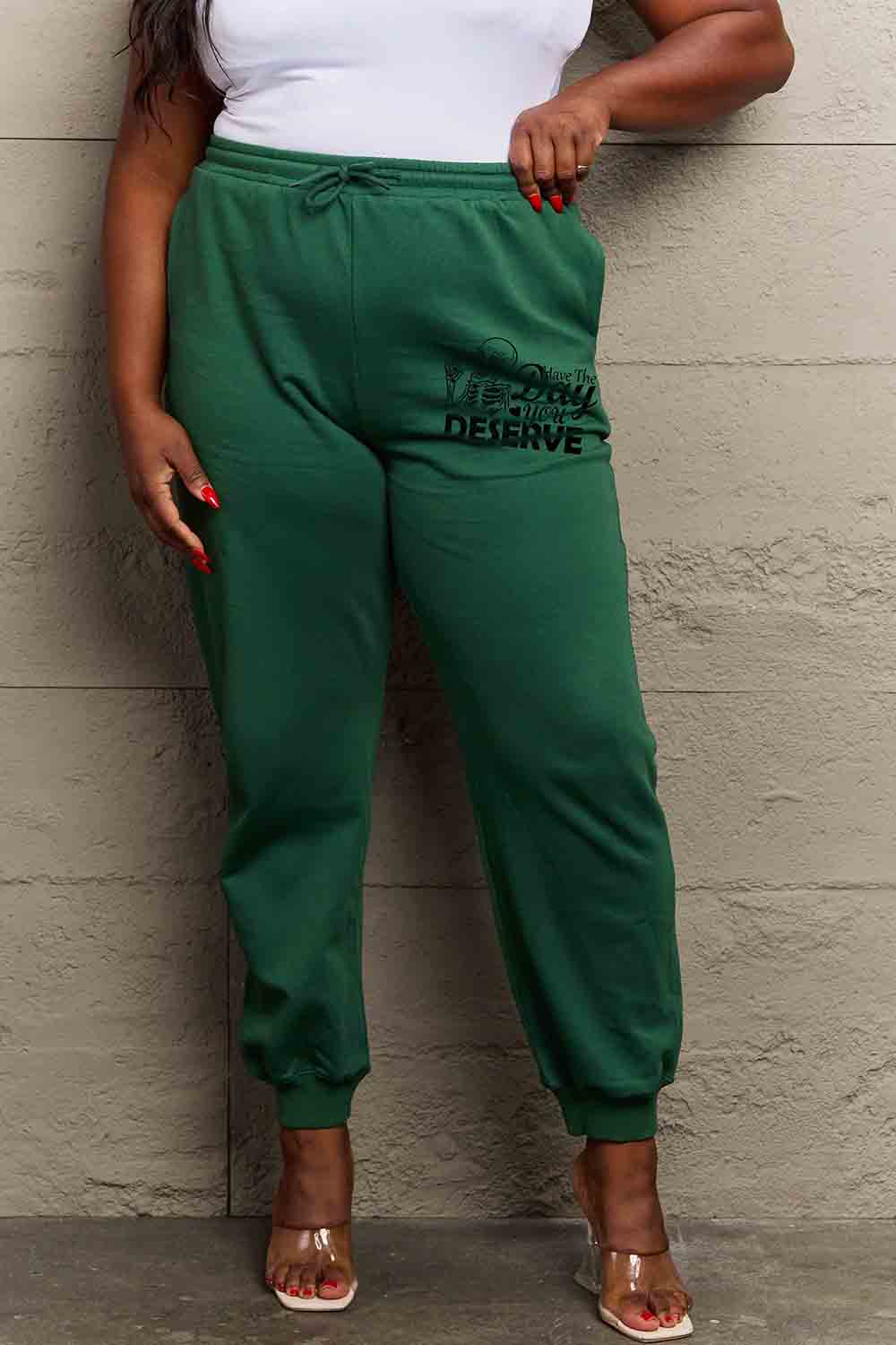 Women's Cozy Comfort Pants - "Have the Day You Deserve" Graphic