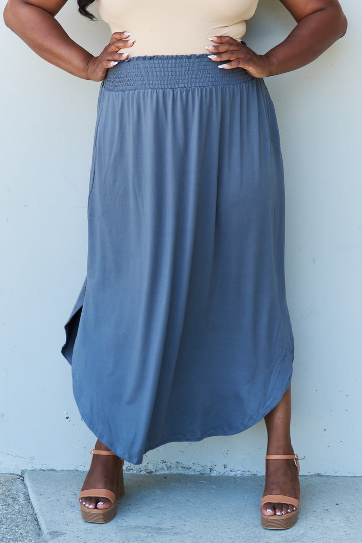 Women's Comfort Princess High Waist Maxi Skirt in Dusty Blue