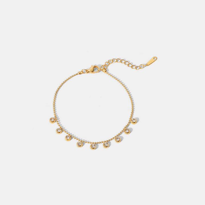 Women's Elegant Zircon Bracelet in 18K Gold-Plated Stainless Steel