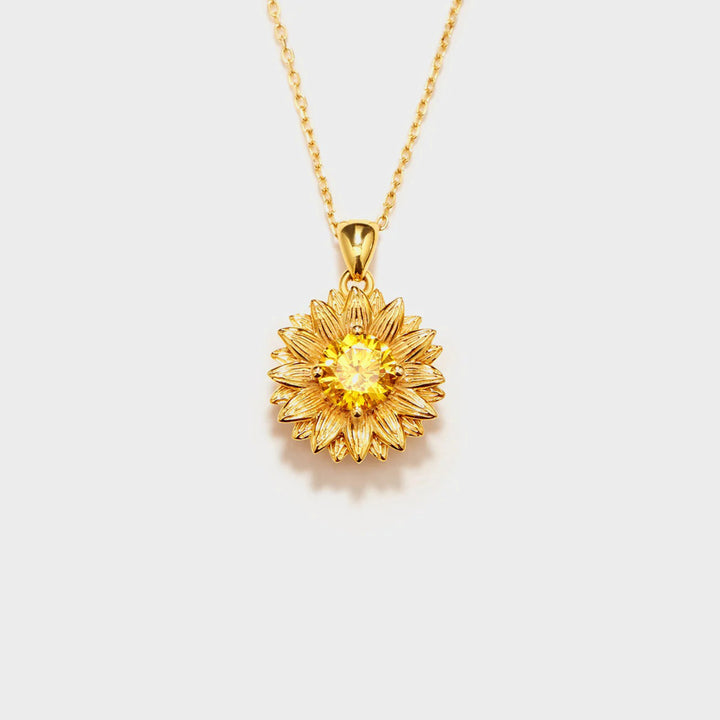 Women's Sunflower Pendant Necklace in 18K Gold Plating