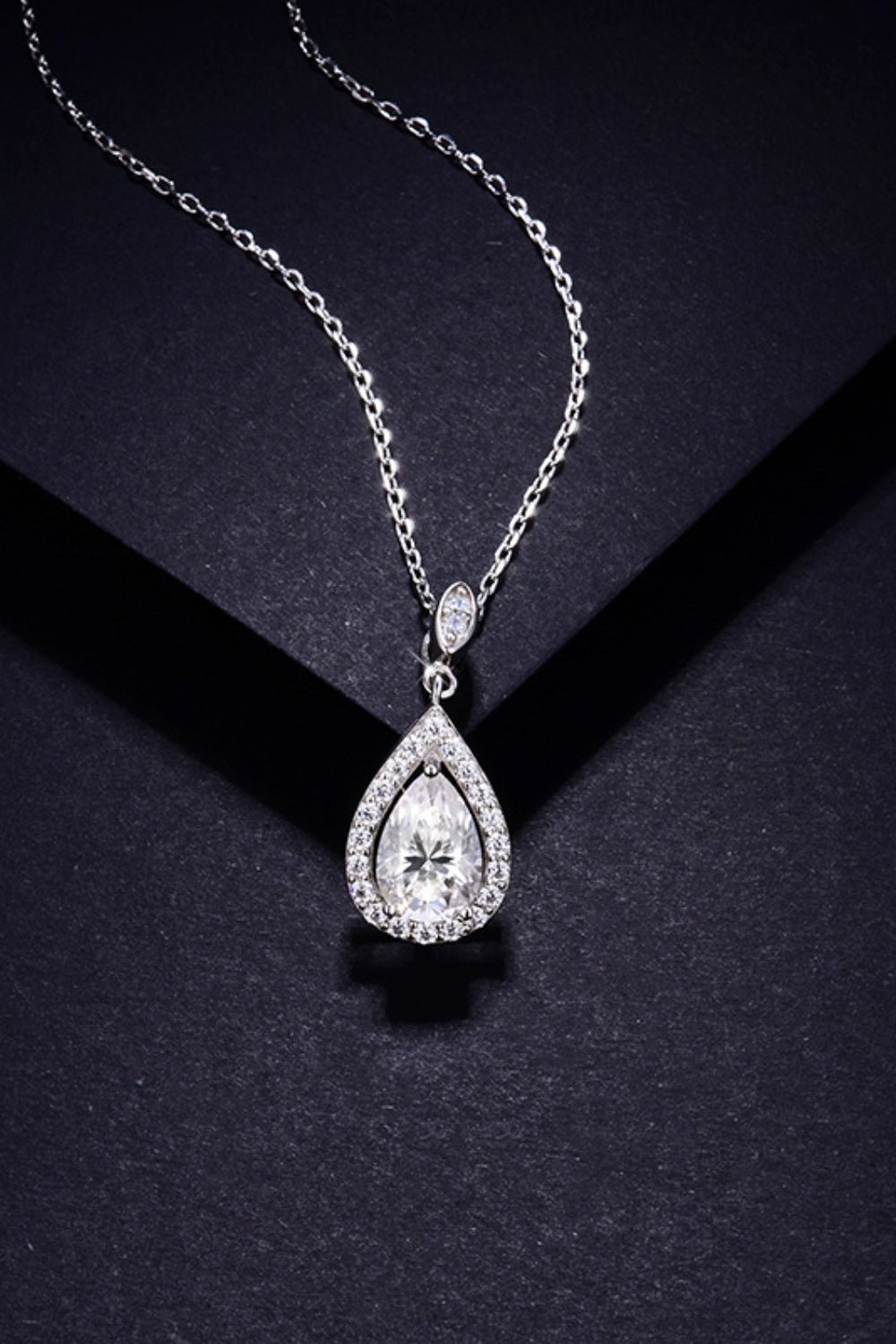 Women's Teardrop Necklace with 1.5 Carat Moissanite in 925 Sterling Silver