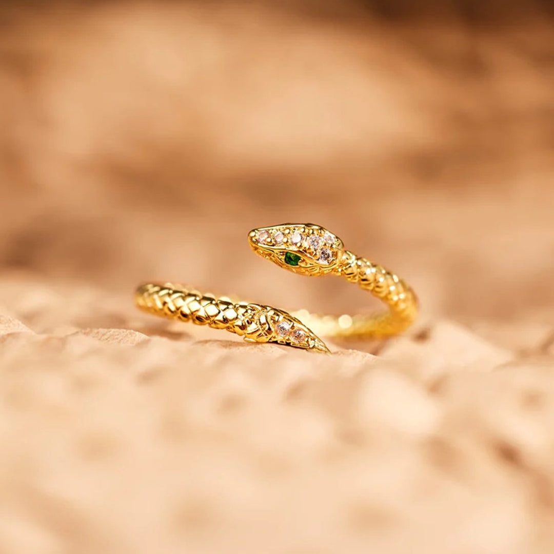 Women's Snake Shape Gold-Plated Bypass Rings