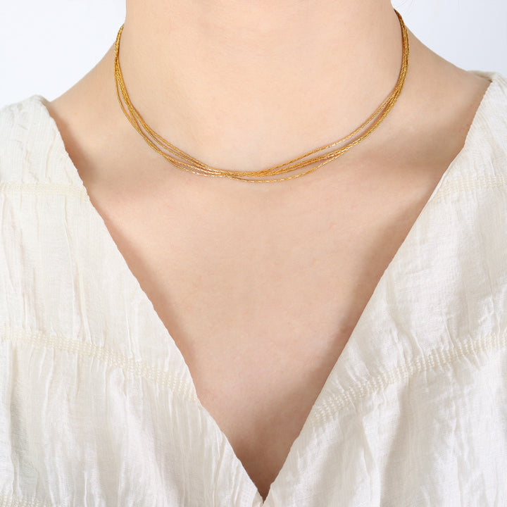 Women's Elegant Layered 18K Gold-Plated Necklace