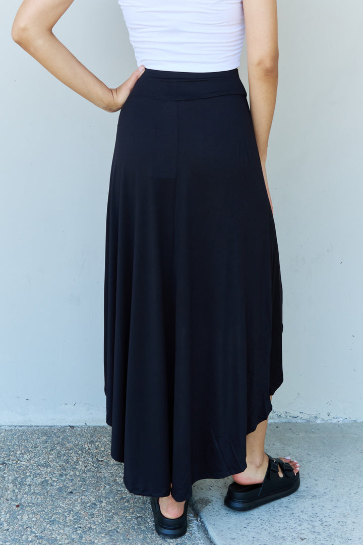 Women's Black High Waisted Flare Maxi Skirt