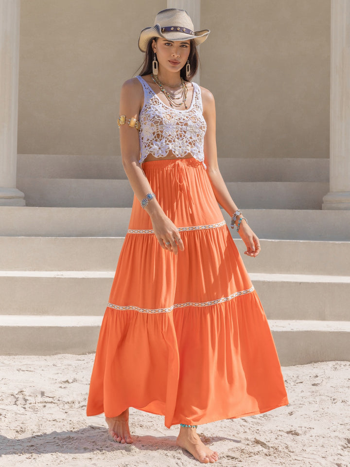 Women's Tiered Maxi Skirt with High Waist