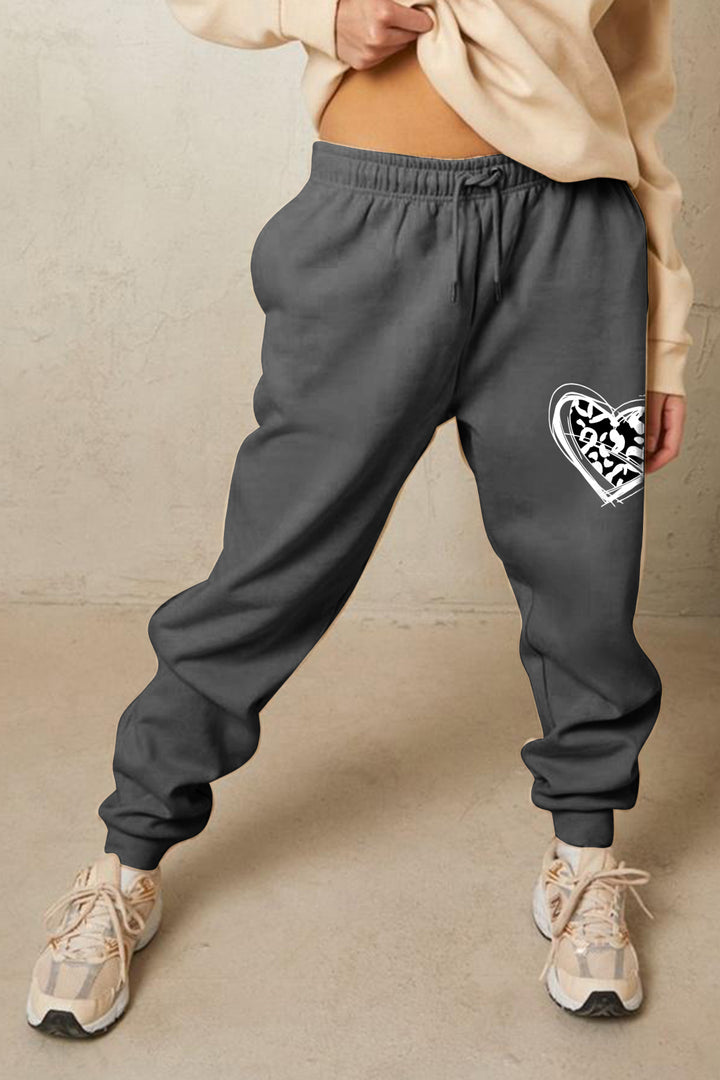 Women's Heart Graphic Drawstring Sweatpants