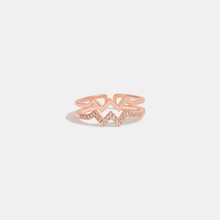 Women's Wave-Shaped Zircon Inlaid Open Rings