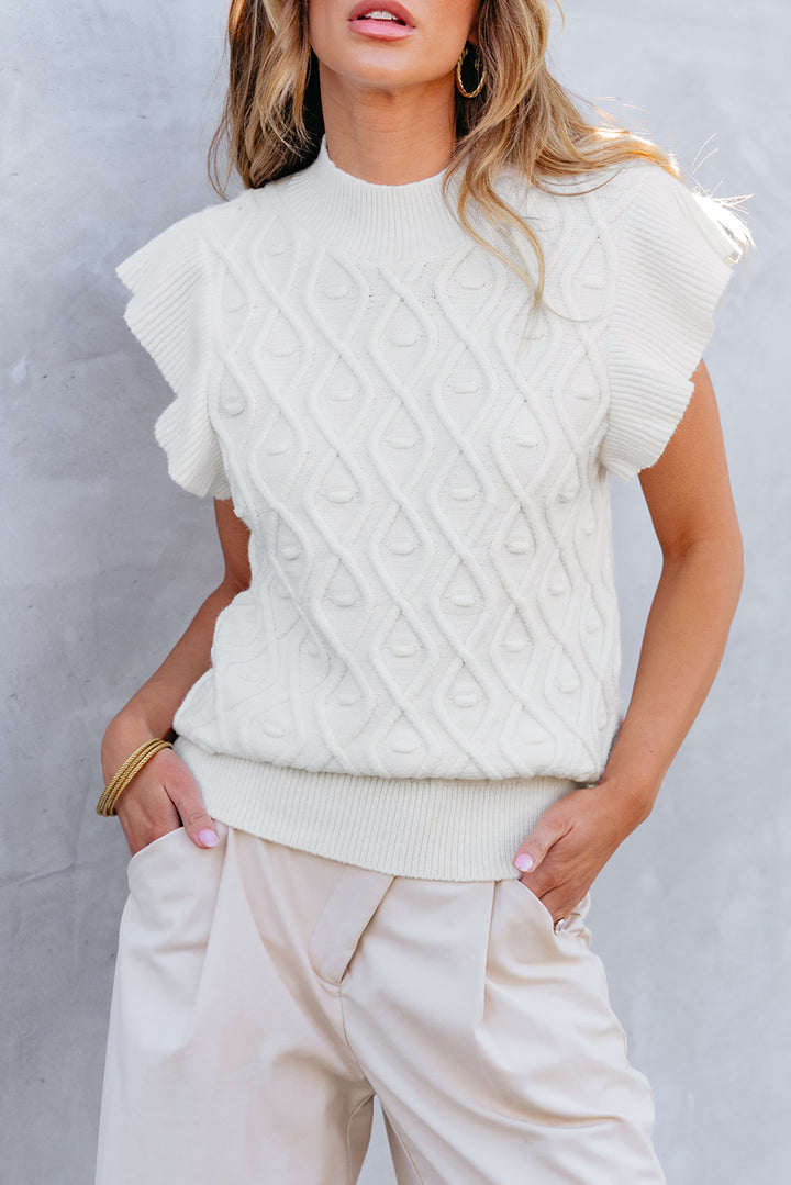 Women's Ruffled Cap Sleeve Sweater