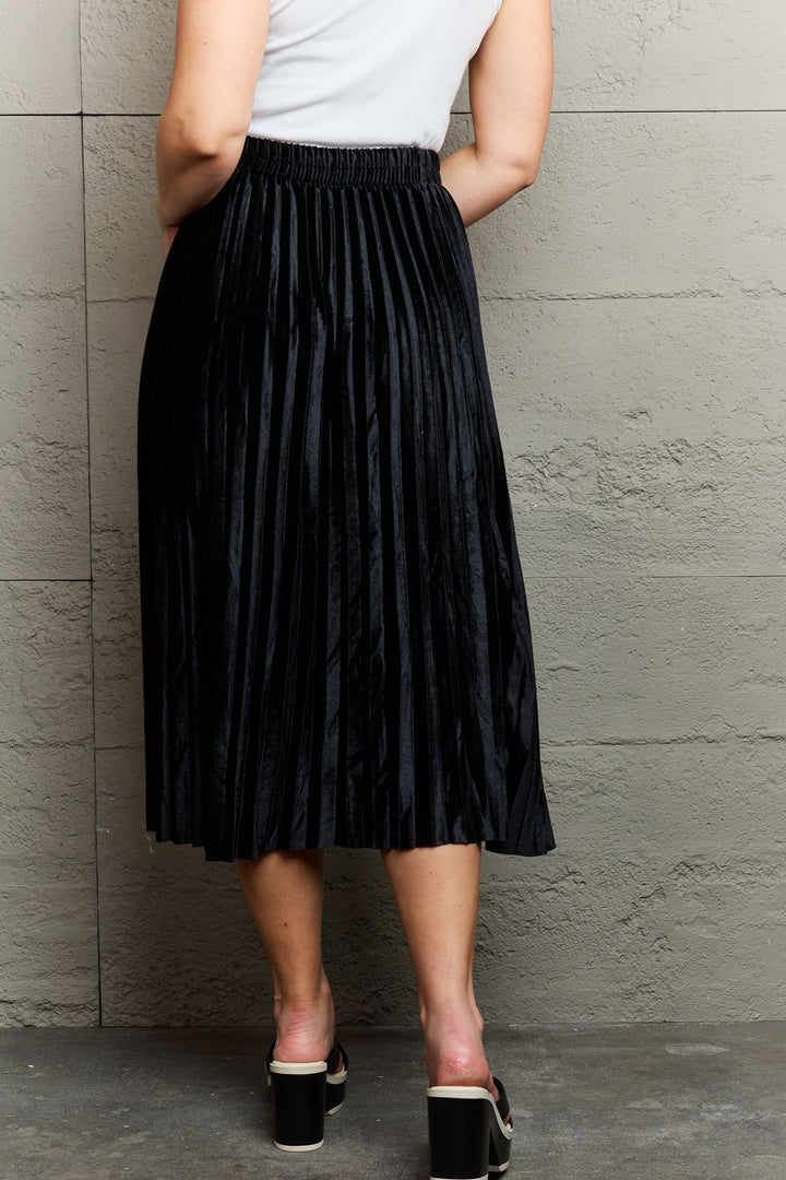 Women's Flowy Accordion Pleated Midi Skirt