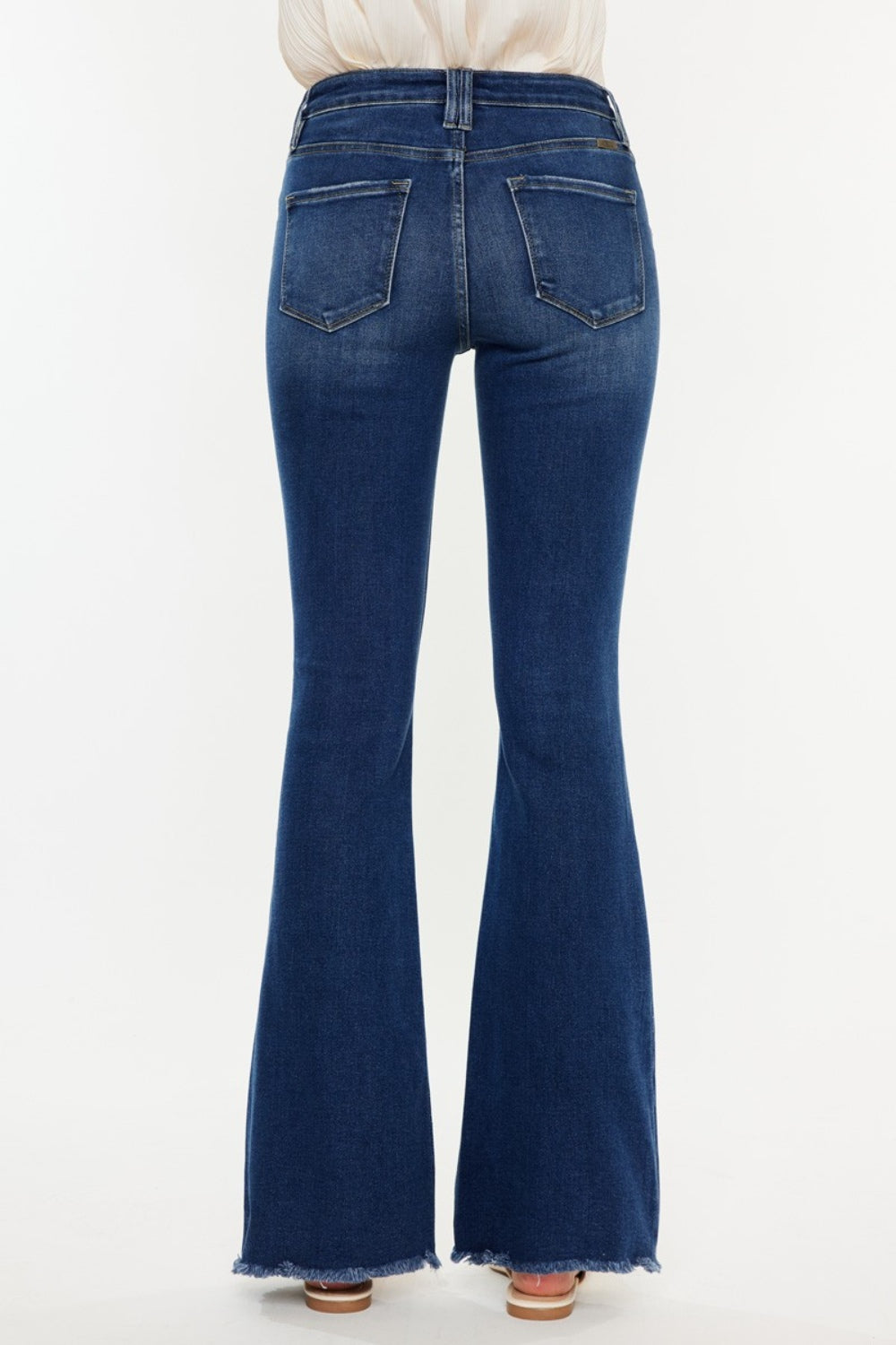 Women's Raw Hem Flare Jeans (Cat's Whiskers Design)