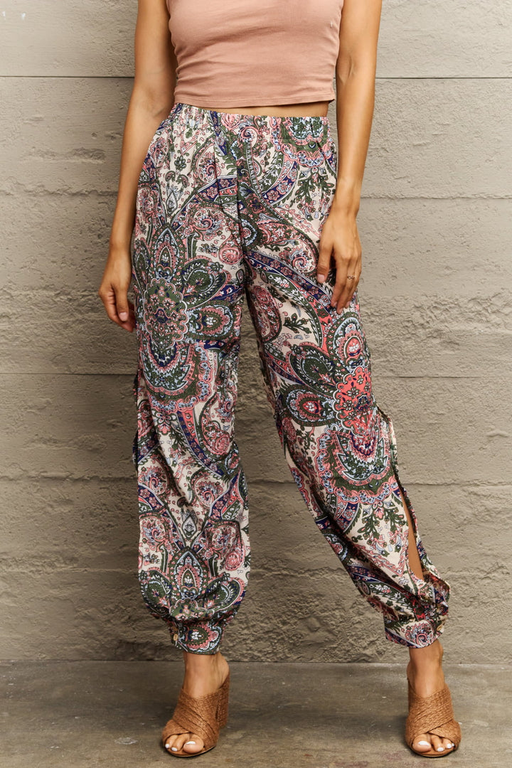 Women's Printed Cutout Long Pants