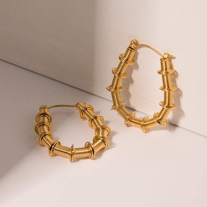 Women's Elegant Gold-Plated Stainless Steel Hoop Earrings"