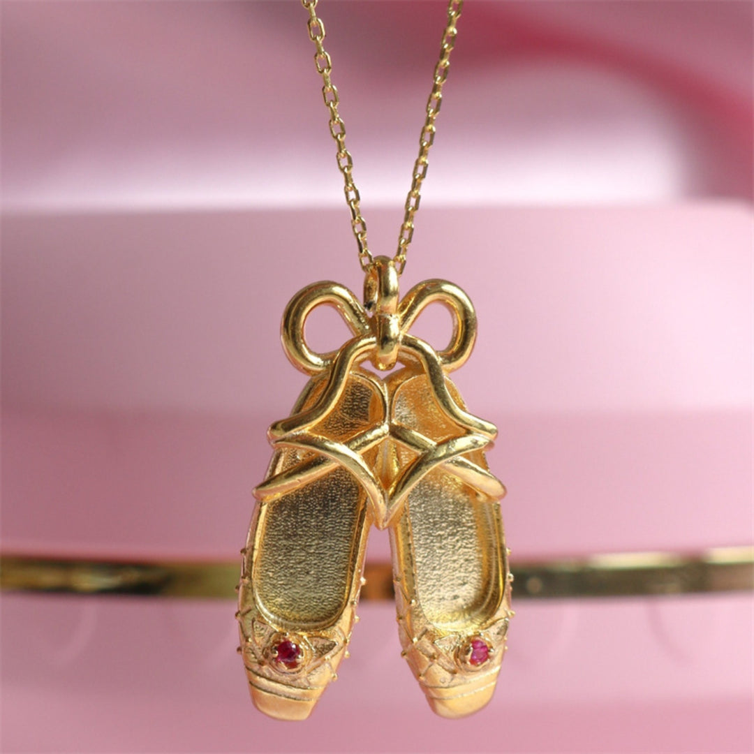 Women's Elegant Copper Ballet Shoe Necklace