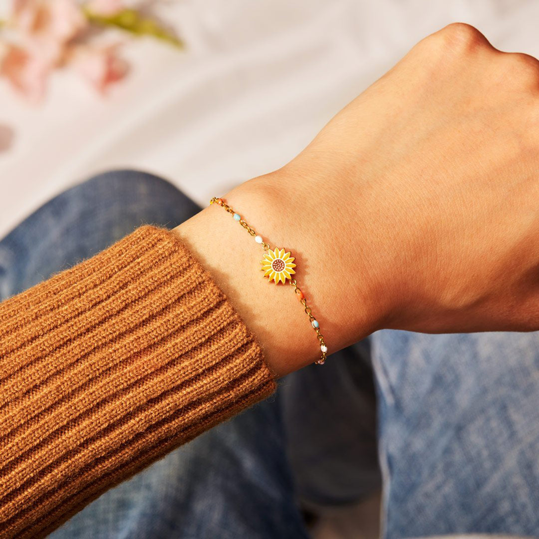 Women's Sunflower Charm Bracelet in 18K Gold Plating