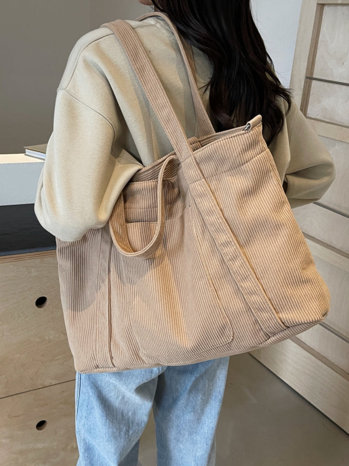 Corduroy Solid Large Tote Bag