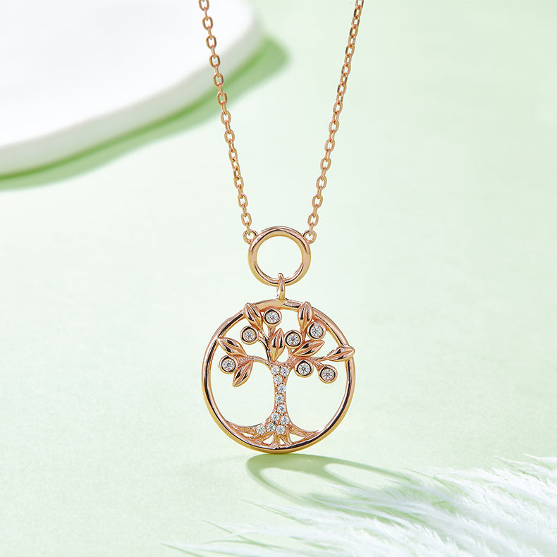 Women's Tree Of Life Moissanite Sterling Silver Pendant Necklace