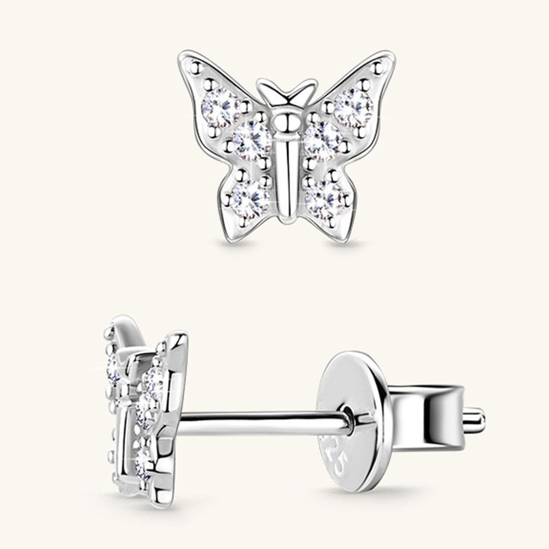 Women's Elegant Butterfly Moissanite Sterling Silver Stud Earrings