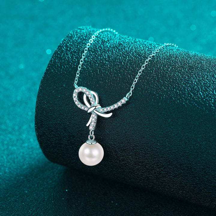 Women's Elegant Pearl Pendant Sterling Silver Necklace