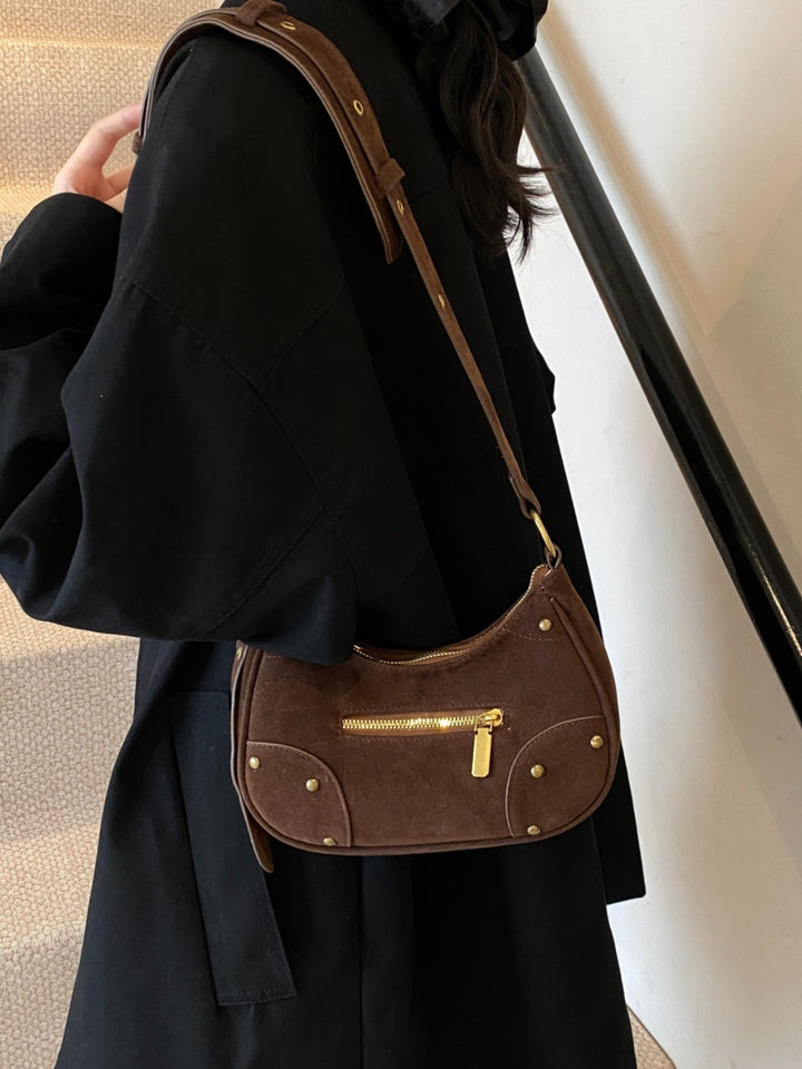 Suede Adjustable Strap Shoulder Bag