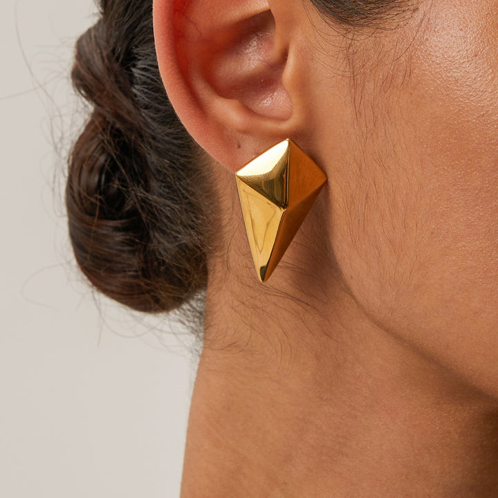 Women's Geometric Stainless Steel 18K Gold-Plated Earrings