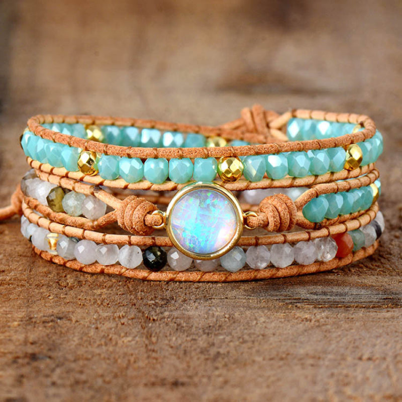 Women's Opal Beaded Layered Bracelet