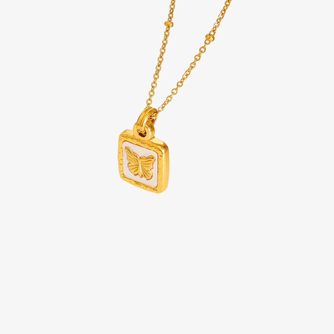 Women's Butterfly Square Pendant Necklace