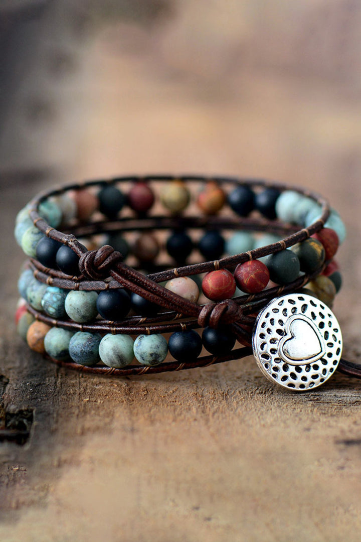 Women's Agate Triple Layer Beaded Bracelet