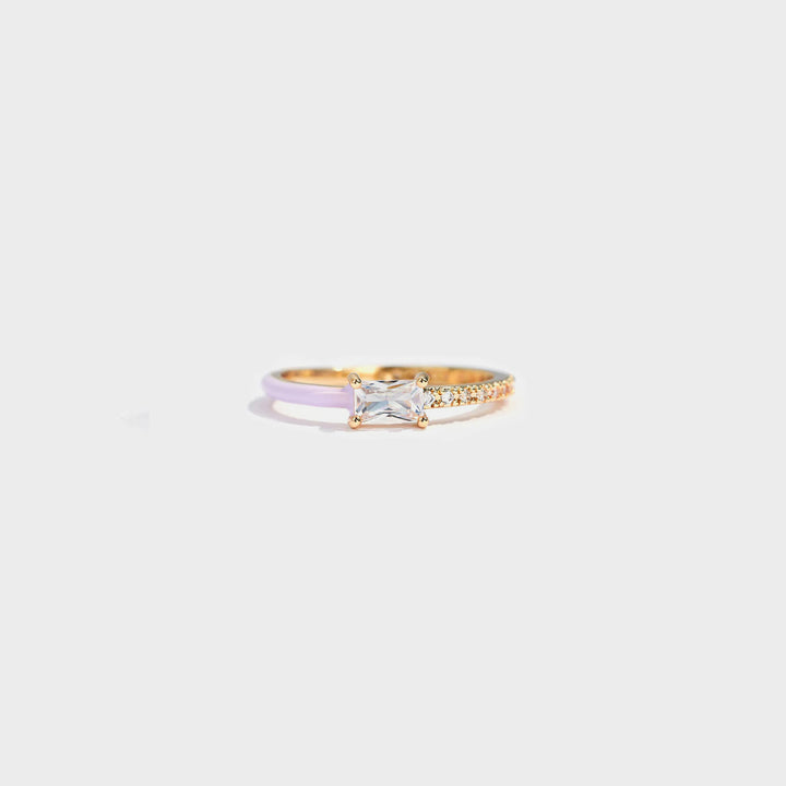 Women's Heart-Shaped Enamel Zircon Ring