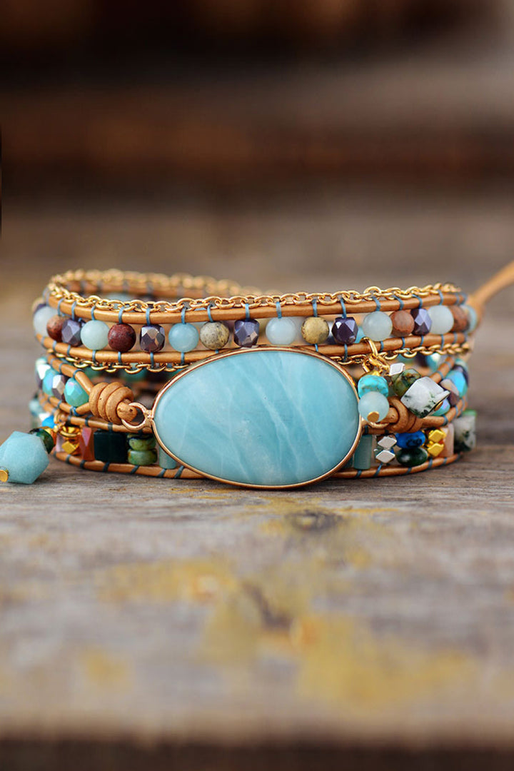 Women's Triple Layer Natural Stone Beaded Bracelet