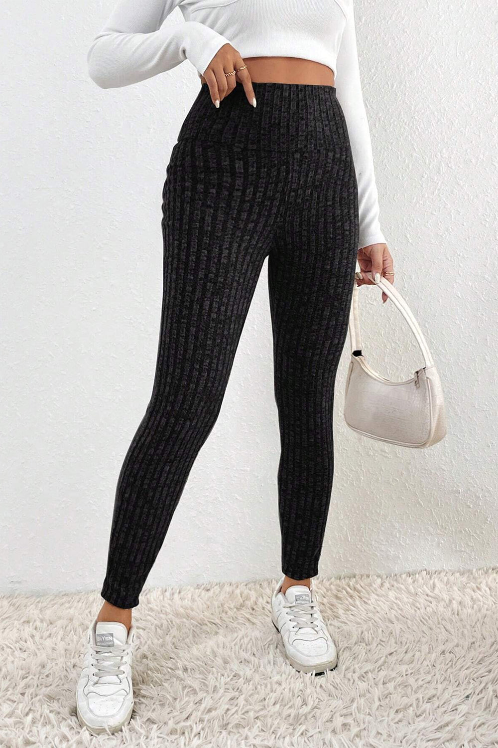 Women's High Waist Ribbed Leggings