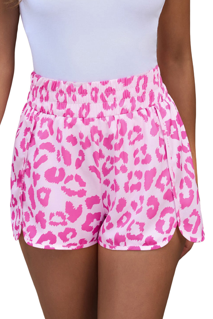 "Women's Leopard Print Elastic Waist Shorts"