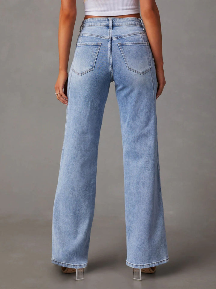 Women's Classic High Waist Straight Leg Jeans with Pockets