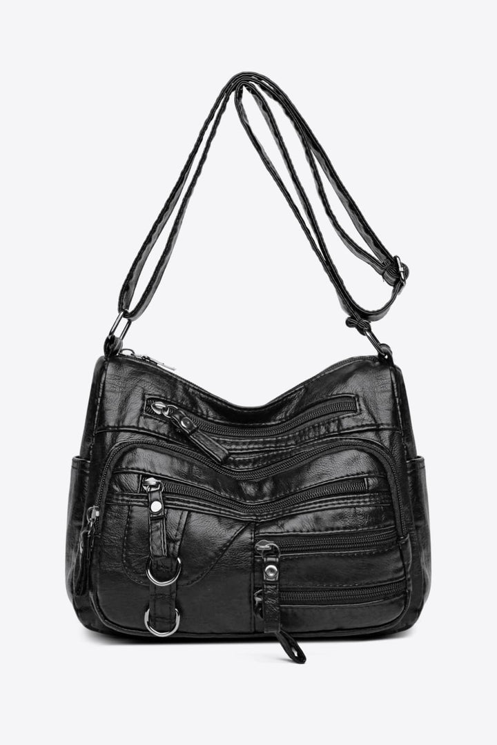 Multi-Pocket PU Leather Crossbody Bag