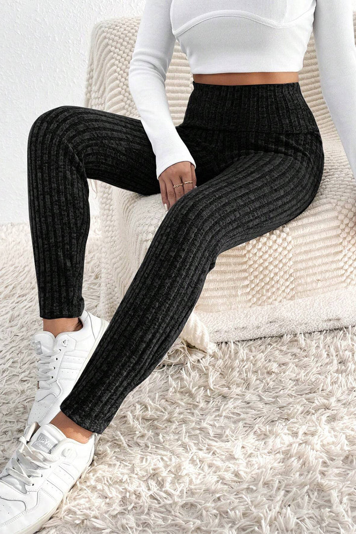 Women's High Waist Ribbed Leggings