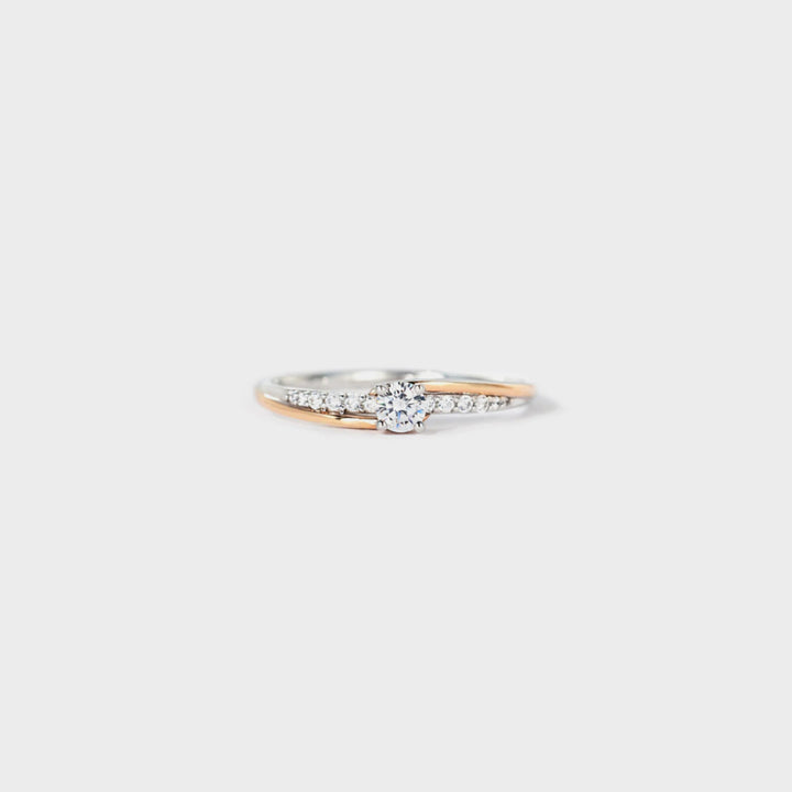 Women's Zircon Inlaid Bicolor Rose Gold Rings