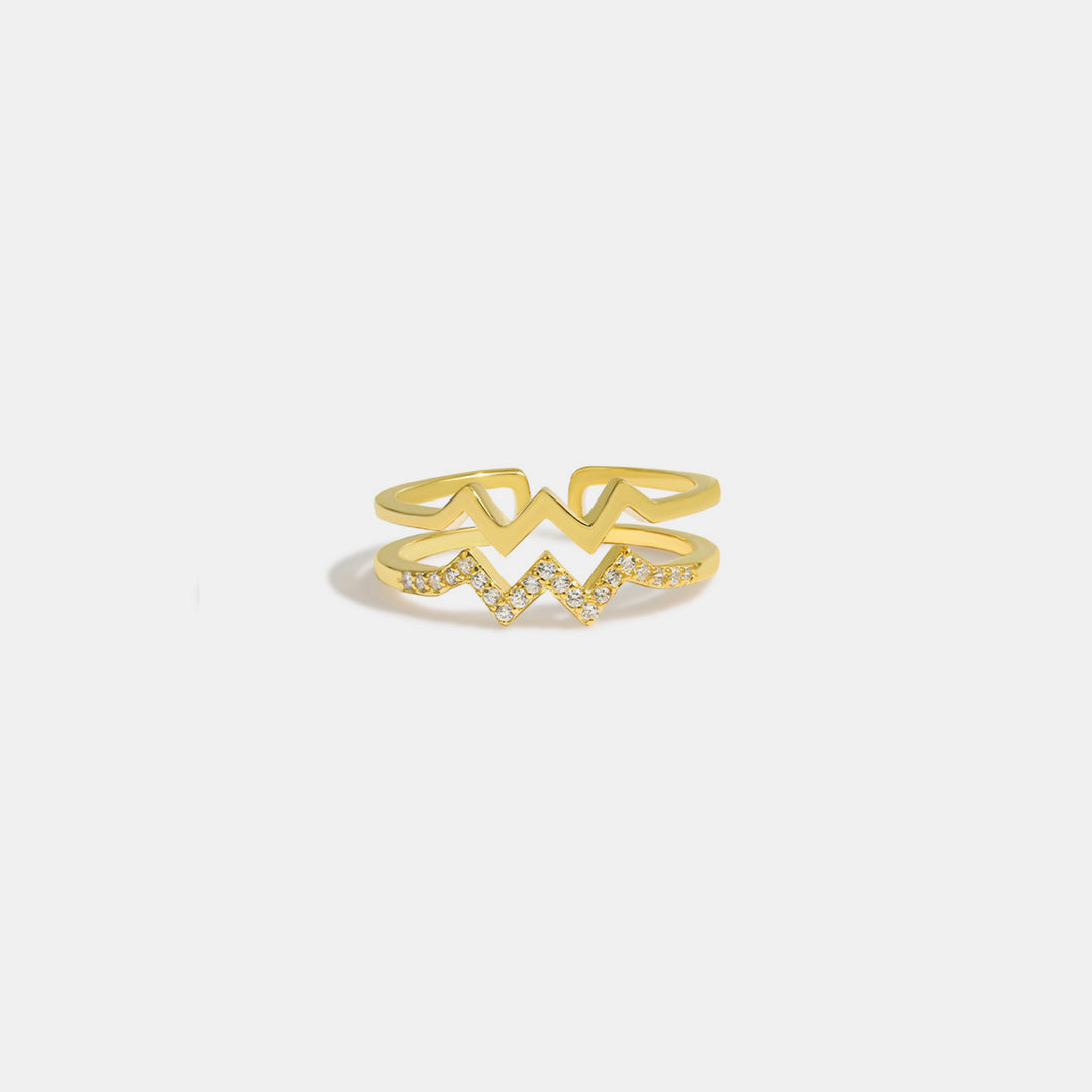 Women's Wave-Shaped Zircon Inlaid Open Rings