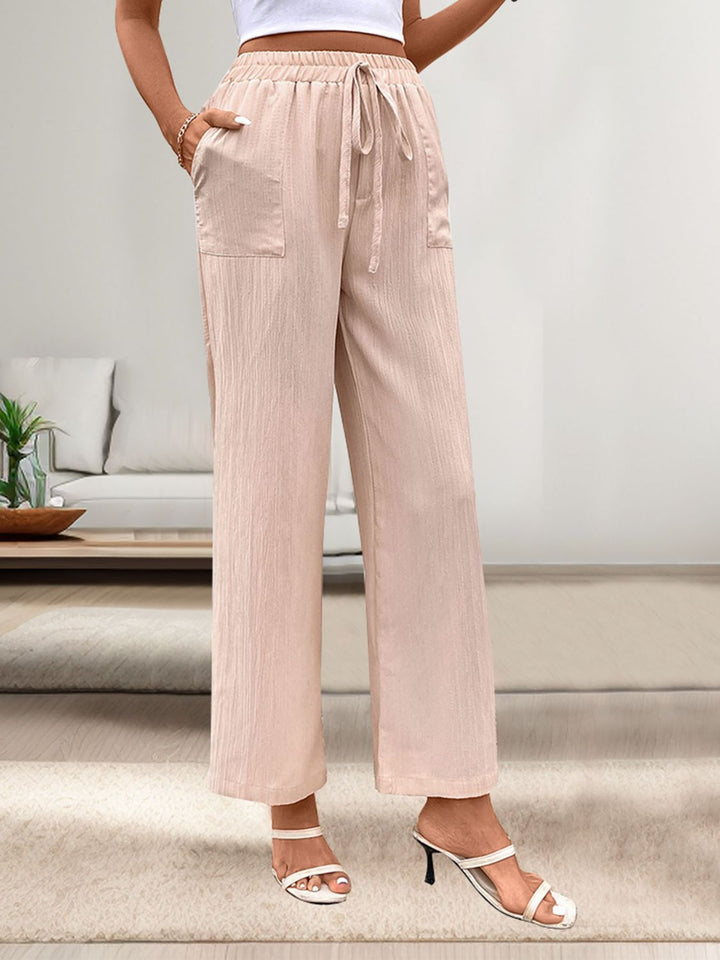 Tied Wide Leg Pants with Pockets