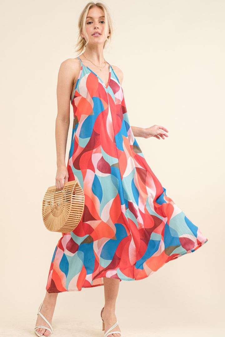 Women's Crisscross Back Dress - Stylish and Printed